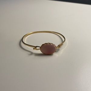 Gold dainty pink stone bracelet